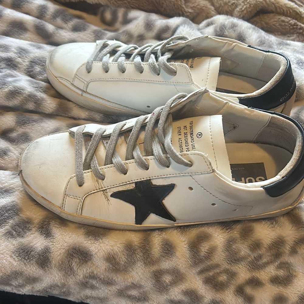 Golden Goose White and Black Sneakers